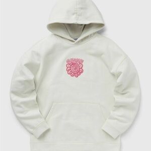 Ganni Cream Sweatshirt with Pink Embroidery